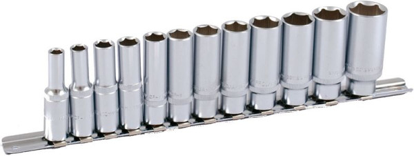 Projahn 3/8" doppenset op rail 12 stuks diepe doppen, 4212