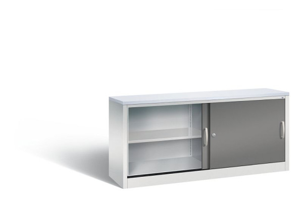 C+P dressoir met schuifdeuren Acurado, H720xB1600xD400mm, kleur: lichtgrijs / vulkaangrijs, beugelgreep, 2 niveaus, 5724-00 S10330