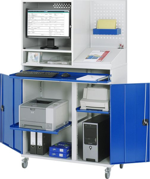 RAU computerkast - model 67, B1100xD520xH1895mm, monitorbehuizing B650 x D520 x H710mm, middensteun voor het verdelen van de inbouwbreedte, 07-1100T-M67-MG5F.11