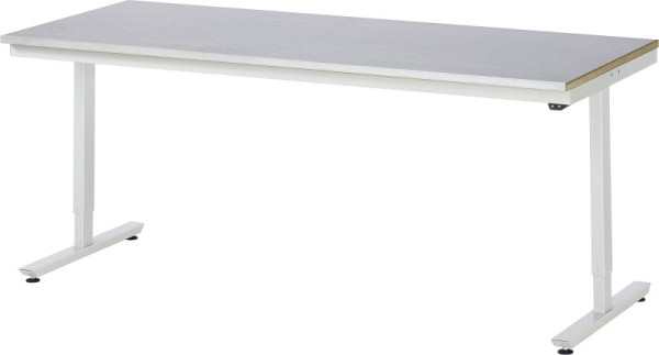 RAU werktafel serie adlatus 150 (elektrisch in hoogte verstelbaar), werkblad met plaatstalen bekleding, 2000x720-1120x800 mm, 08-AT-200-080-S