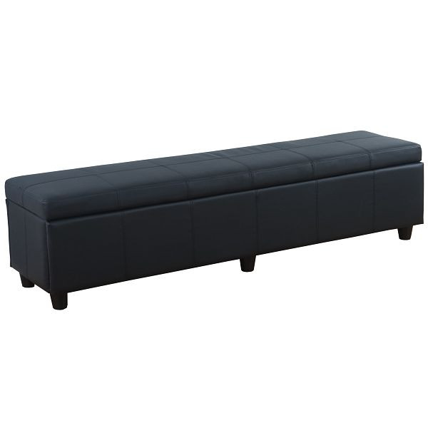 Mendler opbergkistbank Kriens XXL, imitatieleer, 180x45x45cm, mat zwart, 33711