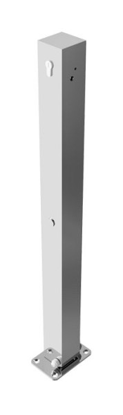 Schake RVS paal 70 x 70 mm, opklapbaar, zelfvergrendelend slot voor plugbevestiging, met profielcilinderslot, 4070UZ