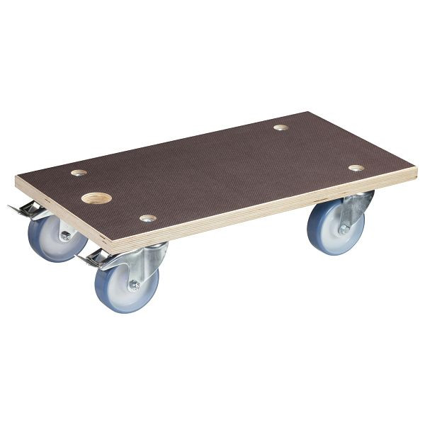 WAGNER Transporthilfe MM1341 575x300x24mm, FSDP, 4 Transportgerätrollen, Raddurchmesser 100mm, 2x Feststellbremse, soft, Tragkraft 500kg, 20134101