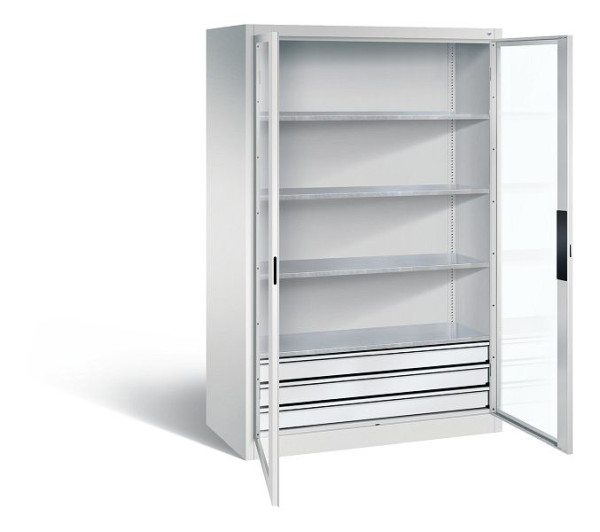 C+P gereedschapskast Acurado, H1950xB1200xD600mm, kleur: lichtgrijs, verzonken handgreep, 8932-5532 S10009