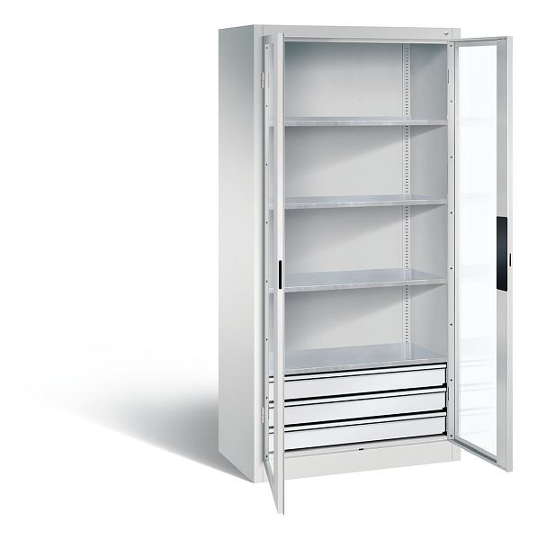 C+P gereedschapskast Acurado, H1950xW930xD500mm, kleur: lichtgrijs, verzonken handgreep, 8921-5532 S10009