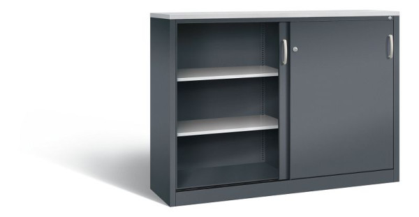 C+P dressoir met schuifdeuren Acurado, H1200xB1600xD400mm, kleur: antracietgrijs, beugelgreep, 3 niveaus, 2147-1200 S10377