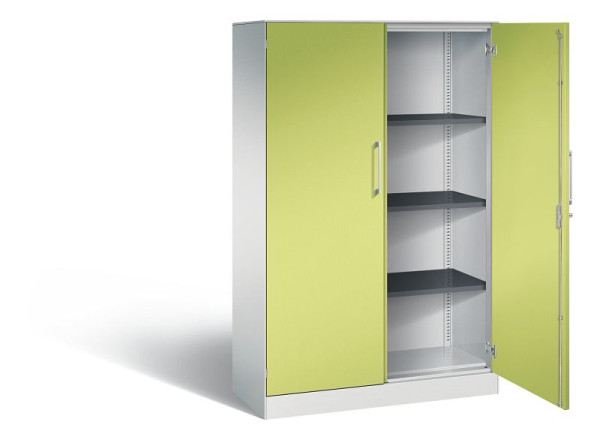 C+P vleugeldeurkast Asisto, H1635xB1000xD435mm, kleur: lichtgrijs / virid green, beugelgreep, 4 niveaus, 141012-000 S10108