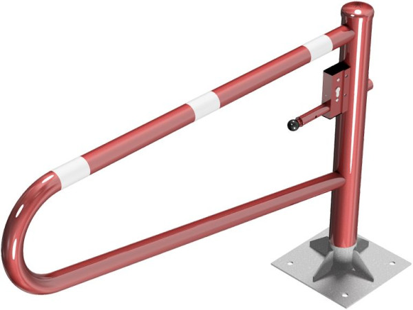 Schake draaihekboom, voor deuvelbevestiging, thermisch verzinkt, totale breedte: 1500 mm, met profielcilinderslot, gecoat, 413_151ZBP