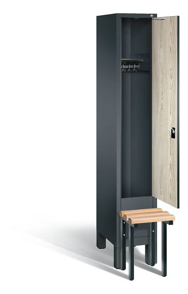 C+P Evolo kleerkast, H1850xB320xD815mm, kleur: antracietgrijs / Sen ash decor, 48030-10 S10088