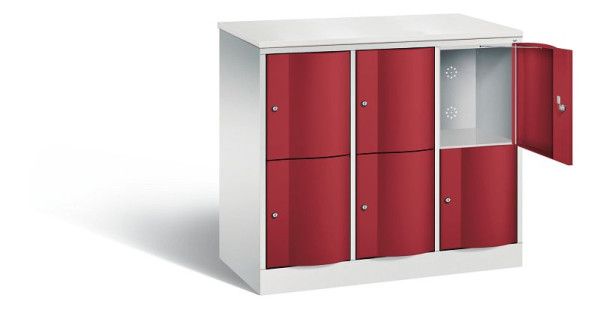 C+P lockerkast Resisto, H1077xB1148xD540mm, kleur: lichtgrijs/robijnrood, 8472-372 S10153