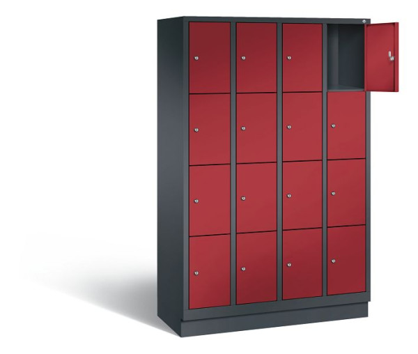C+P lockerkast Evolo, H1800xW1190xD500mm, kleur: zwartgrijs/robijnrood, 48020-404 S10008