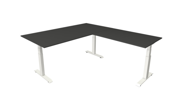 Kerkmann sta-/zittafel Move 4 nieuw 200 x 100 cm met verlengstuk 120 x 80 cm frame wit, tafelblad antraciet, 10093313