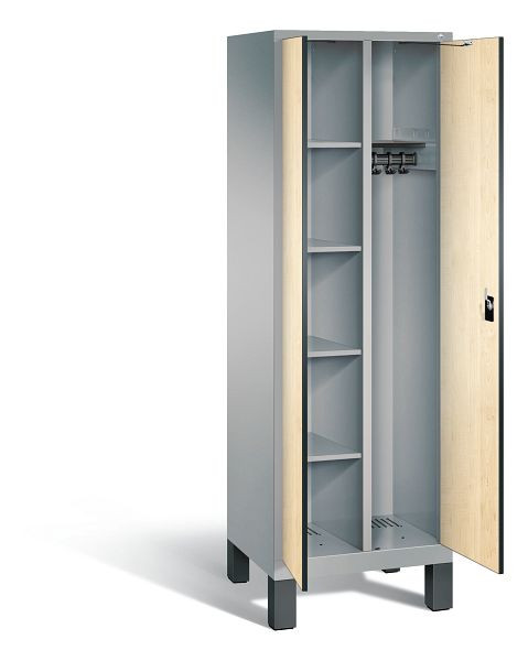 C+P reinigingsmiddelenkast Evolo, H1850xB610xD500mm, kleur: wit aluminium / Donau esdoorn decor, 48060-20 S10118
