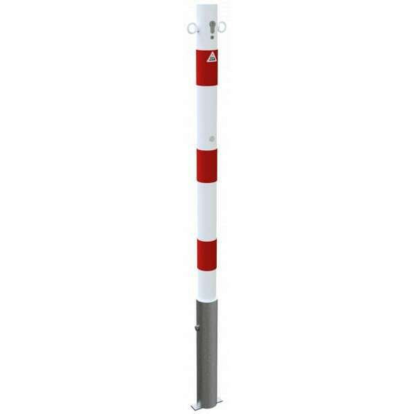 Schake afzetpaal type 460ZB+2 -afneembaar-, Ø 60mm, met profielcilinder, wit/rood, met 2 ogen, 460ZB+2