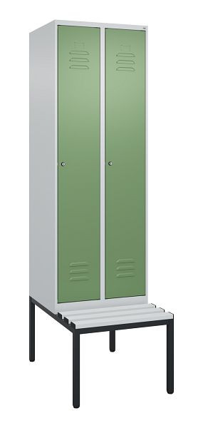 C+P luierkluis Classic PLUS met middenwand, 2 vakken, 2120x600x815mm, 7035/6011, cilindersloten, 0800507-20F S10021
