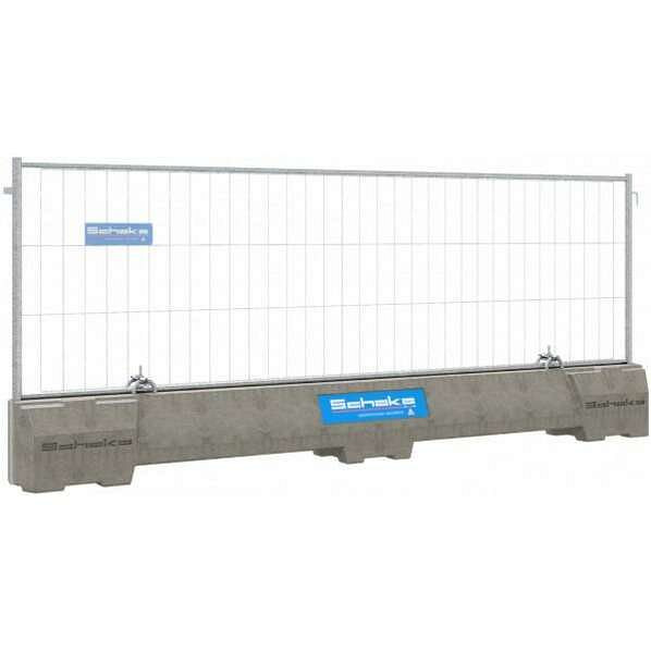 Schake betonbarrière SET bestaande uit: 1 x betonbarrière (art.nr. 3F1035), 1 x mobiel hek 1,20 x 3,50 m (art.nr. 3B1235), 3F1035-SET2S