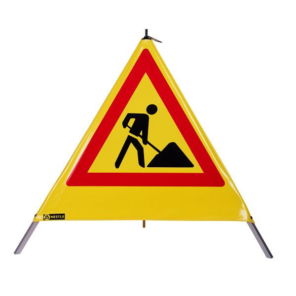 NESTLE waarschuwingspiramide 90cm WAPY 90G, licht frame met centrale voet, folie geel, Schaufelmann VZ123, 19505001
