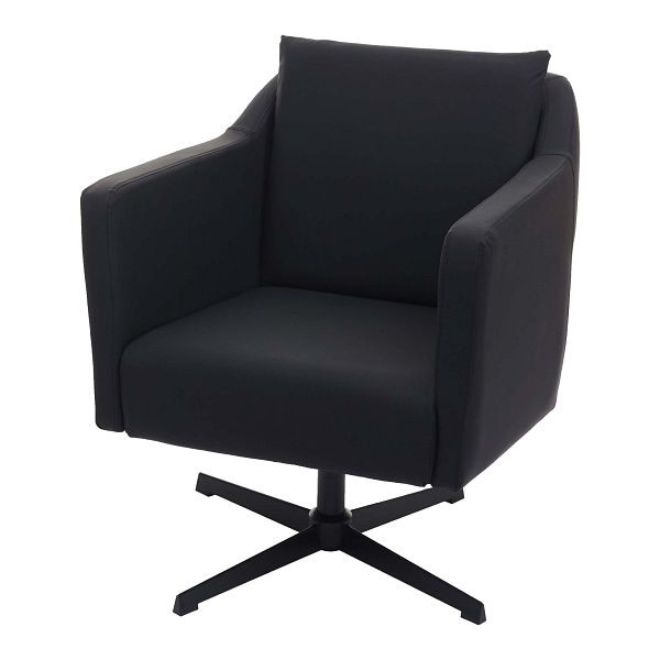 Mendler loungestoel HWC-H93b, fauteuil, cocktailstoel, relaxstoel met vijfsteronderstel, draaibaar, imitatieleer zwart, 74714