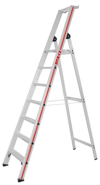 HYMER trap met platform, van een zijde toegankelijk, 7 treden, lengte 2,45 m, stahoogte: 1,63 m, 802607