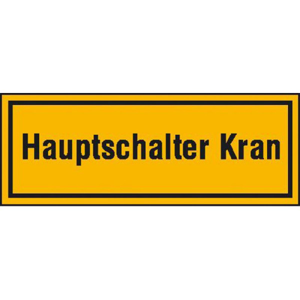 Stein HGS HGS bord voor bouwplaatsidentificatie, hoofdschakelaar kraan, 80x30mm/folie, zelfklevend, 21.5647