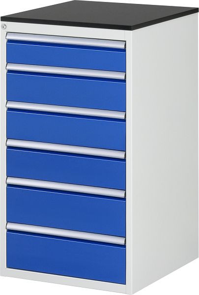RAU ladekast serie 7000, B580xD650xH1030mm, laden: 1xH120, 3xH150, 2xH180mm, werkblad met melamineharscoating, 03-L7.6A-M.11