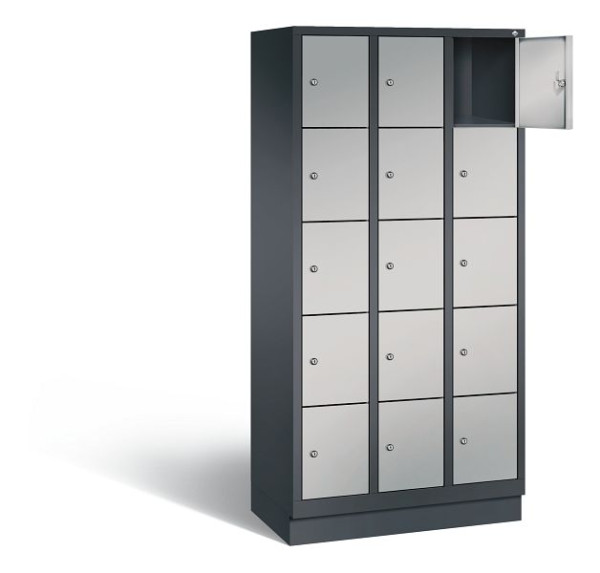 C+P lockerkast Evolo, H1800xB900xD500mm, kleur: zwart-grijs/wit aluminium, 48020-305 S10066