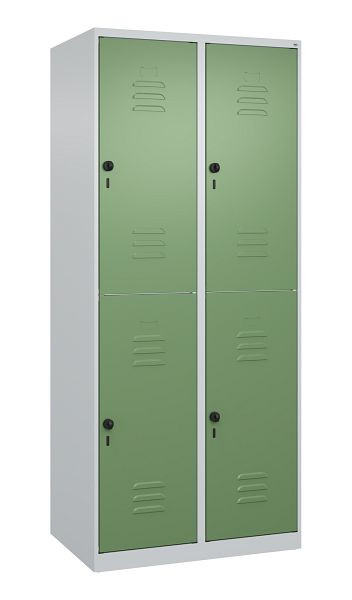 C+P Doppelstöckiger Spind Classic PLUS, 2 Abteile, 1850x800x500mm, 7035/6011, Drehriegel, 080300-22 S10006