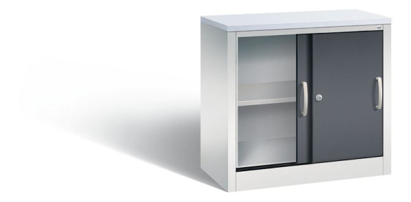 C+P dressoir met schuifdeuren Acurado, H720xB800xD400mm, kleur: lichtgrijs/zwartgrijs, beugelgreep, 2 niveaus, 5722-00 S10353