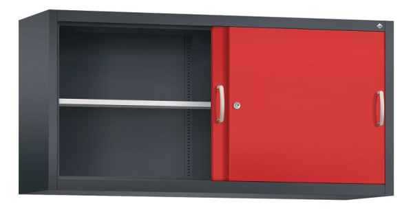 C+P bovenkast Acurado, H790xB1600xD400mm, kleur: zwartgrijs / vuurrood, beugelgreep, 2 niveaus, 2145-00 S10091