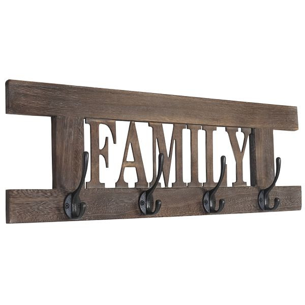 Mendler wandkast HWC-C60 Family, kledingkast kastpaneel, shabby look vintage 60x21cm, bruin, shabby, 44987