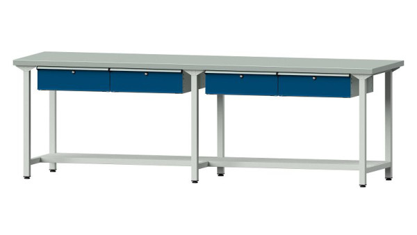 ANKE werkbanken werktafel, model 195, 2800 x 800 x 890 mm, RAL 7035/5010, ZBP 40 mm, 401.493
