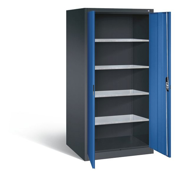C+P gereedschapskast Acurado, H1950xW930xD800mm, kleur: zwartgrijs / gentiaanblauw, verzonken handgreep, 8924-00 S10224