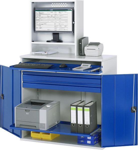 RAU computerkast - model 66, B1100 x D520 x H1770 mm, monitorbehuizing B650 x D250 x H710 mm, 07-1100-M66-MG2.11