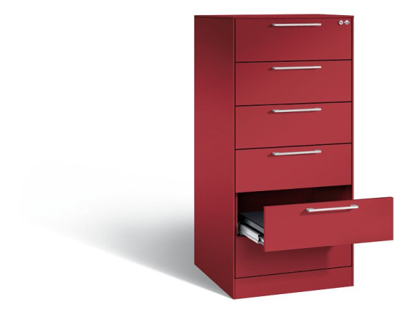 C+P archiefkast Asisto, H1310xB562xD600mm, kleur: robijnrood, beugelgreep, 146224-622 S10005