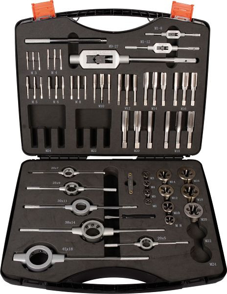 Projahn draadsnijgereedschapset HSS-G 55 delig M3-M20, 3 tapsleutels, 91007