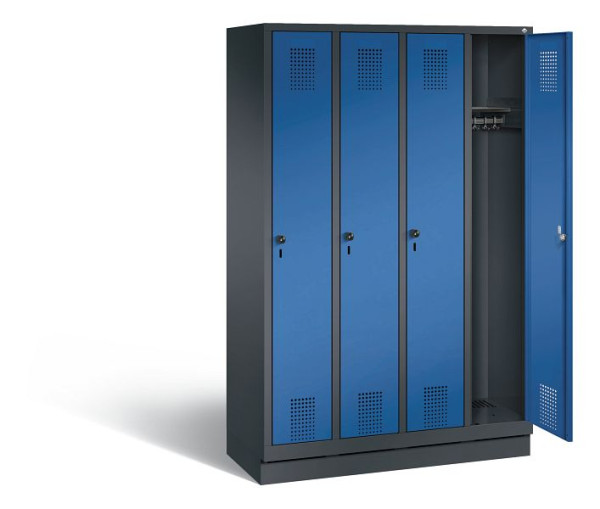 C+P garderobe Evolo, H1800xW1190xD500mm, kleur: zwartgrijs / gentiaanblauw, 48020-40 S10015