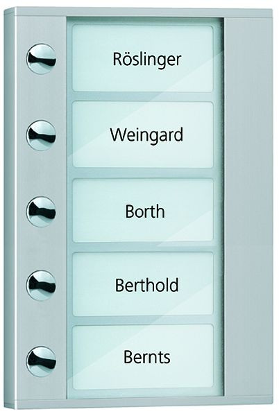 TCS beldrukkeruitbreiding voor audio-buitenpost serie PDS/AVD 5 beldrukkers (links uitgelijnd), AP zilver, PDT05-EN/04