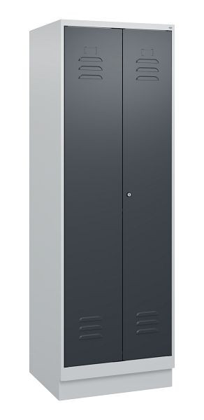 C+P luierkluis Classic PLUS, dubbele locker, onderbouw, 2 vakken, 1800x600x500mm, 7035/7016, cilinderslot, 0800227-20P S10023