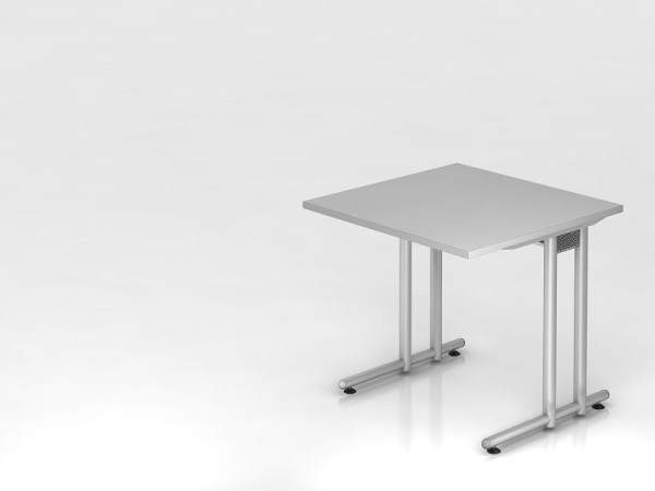 Hammerbacher bureau C-poot 80x80cm grijs/zilver, werkhoogte 72 cm, VNS08/5/S