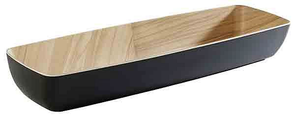APS GN 2/4 schaal -FRIDA-, 53 x 16,2 cm, hoogte: 7,5 cm, melamine, binnenkant: houtlook, buitenkant: zwart, 84565