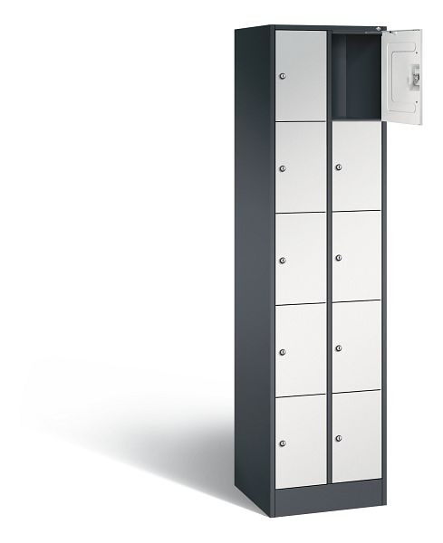 C+P lockerkast serie 8070, H1950xW460xD480mm, kleur: zwartgrijs/lichtgrijs, 80700-20 S10091