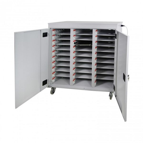 ADB laptoptrolley (3 kolommen) 30, afmeting: hxbxd 1250x1310x500mm, kleur grijs, RAL 7035, 40794