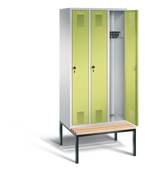 C + P Evolo garderobe, H2090xB900xD815mm, kleur: lichtgrijs / virid groen, 48050-30 S10240