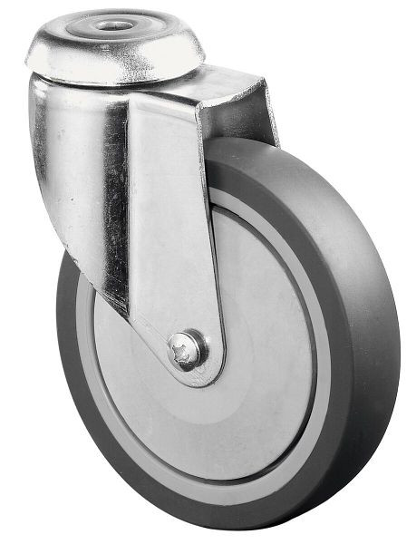 BS-wielen Zware apparatuurwiel, breedte 31 mm, Ø125 mm, tot 100 kg, grijs rubberen loopvlak, kunststof wiellichaam, kogellagers, verpakking van 2 stuks, C101.A85.125
