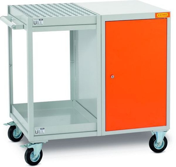 Cemo werkplaatswagen met bakken en kast, 11584