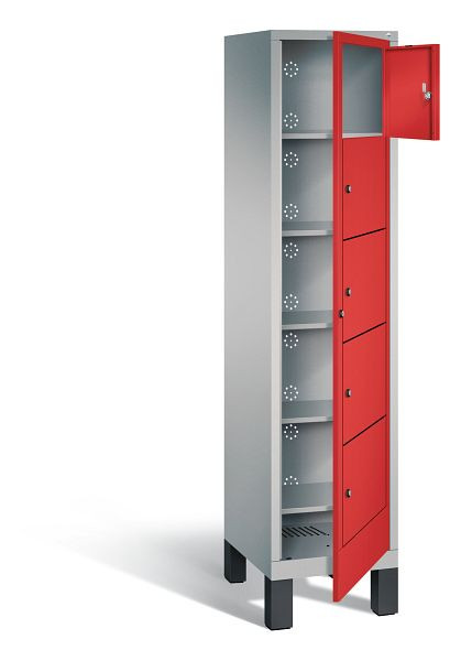 C+P wasverzamelkast Evolo, H1850xW420xD500mm, kleur: wit aluminium / vuurrood, 48060-105 S10064