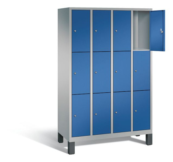 C+P lockerkast Evolo, H1850xB1190xD500mm, kleur: wit aluminium / gentiaanblauw, 48010-403 S10198