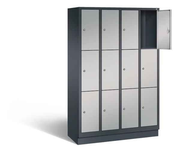 C+P lockerkast Evolo, H1800xB1190xD500mm, kleur: zwart-grijs/wit aluminium, 48020-403 S10208