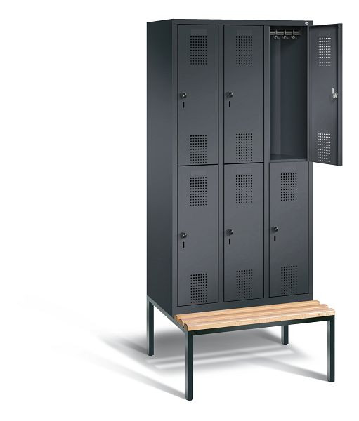 C+P locker dubbeldekker Evolo, H2090xB900xD815mm, kleur: zwart-grijs, 48350-30 S10026