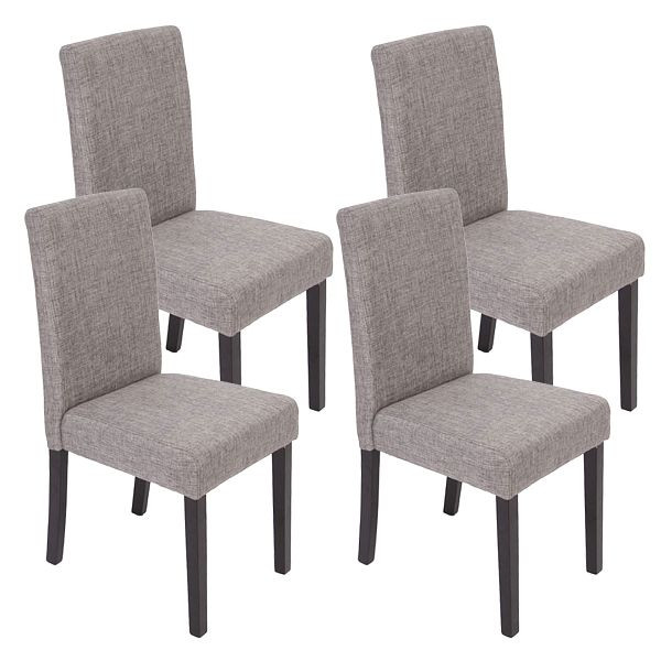Mendler set van 4 eetkamerstoelen stoel keukenstoel Littau, textiel, grijs, donkere poten, 28643